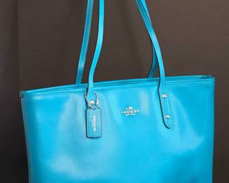 Coach Blue Leather Tote Bag