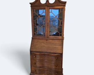 Antique Walnut Serpentine Secretary Desk