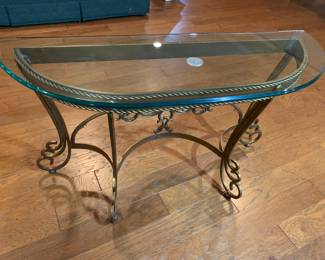 Wall iron table with glass