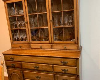 China cabinet with beautiful detailed curved glass.