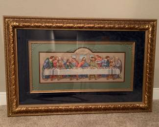 Last supper embroidered framed art