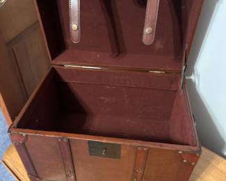 This is a great little side piece! A small leather covered trunk. Lined, and in near mint condition! 