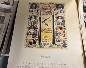 This is a beautiful PARKER Calendar with Vintage artwork! 