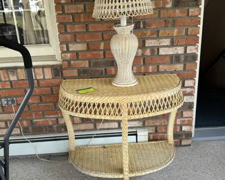 A lovely wicker Table and lamp!