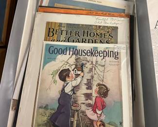 This is a box of vintage magazine covers and prints! 