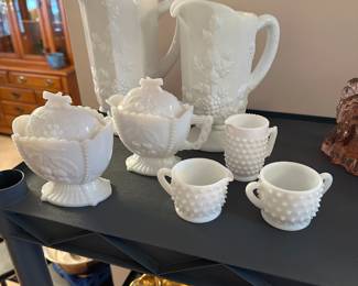 Great milk glass! Hobnail.
