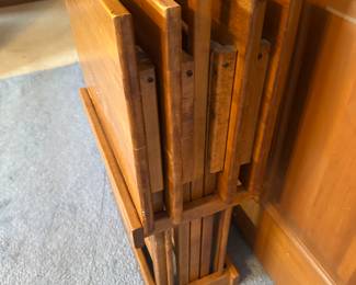 Nice MCM Wooden TV Tray set in stand! (4 )