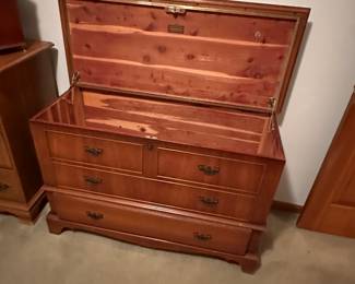 The Cavalier Hope Chest is cedar lined, with a full size drawer on the bottom and of course the chest on top! 