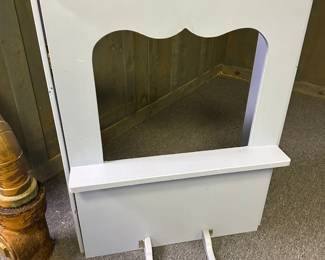 This is a very cool “grandpa made” Puppet Show Theatre Proscenium!nFolds up to store and is in excellent condition!