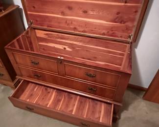 The Cavalier Hope Chest is cedar lined, with a full size drawer on the bottom and of course the chest on top! 