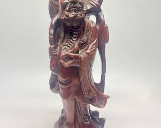 Vtg Hand Carved Wooden Asian Figurine