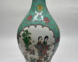 Vintage Chinese Famille Rose Porcelain Vase 16in