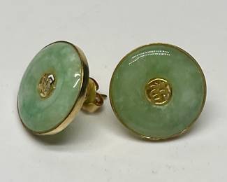 14k Gold & Jade Earrings 4.4g tw, *NO CC