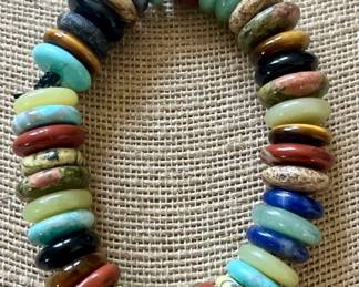 Multi Semi-Precious Stone Stretch Bracelet