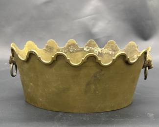 Vintage Brass Basin w/ Scalloped Rim & Handles