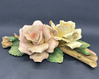 Vintage Capodimonte Porcelain Roses, Italy