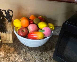 Bowl of artificial fruit