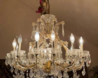 Signed Genuine Czechoslovakia Bohemian 12 Light Cut Crystal Chandelier