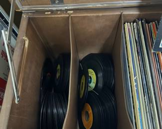 Mid-Century Modern Walnut LANE Altavista, Virginia Rolling Record Cabinet/Bench with Cushion Lid