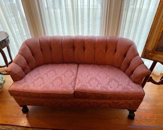 Custom Upholstered Tufted Back Love Seat