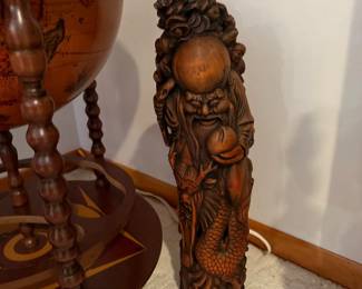 Carved Chinese Immortal with Dragon and Peach