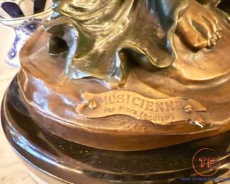 Par Flora "Musicienne" 20th C Paris, France Patinated Bronze Statue 