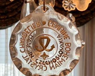 Signed Genuine Czechoslovakia Bohemian 12 Light Cut Crystal Chandelier