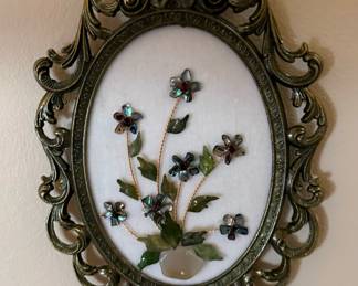 Jade and Abalone Flower Wall Plaque