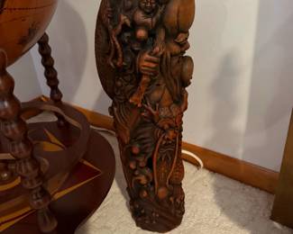 Carved Chinese Immortal with Dragon and Peach