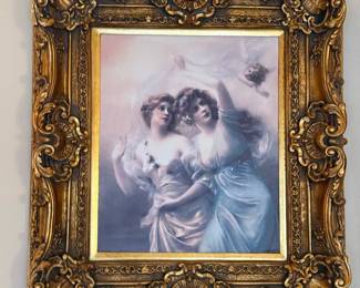 "Love's Messengers" Canvas Art Print in Very Ornate Gold Gilt Frame