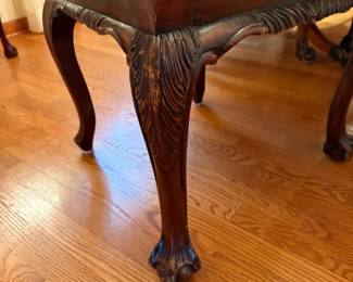 RWAY Antique Dining Room Table with Chippendale Claw and Ball Feet Chairs