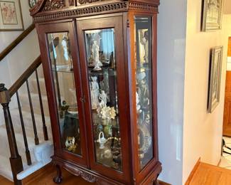 Hand Carved Mahogany Curio Cabinet