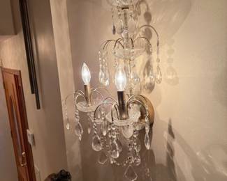 Vintage Cut Crystal Wall Sconce 2 Light Fixture