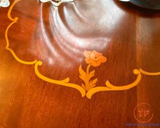 French Style Accent Table with Inlaid Marquetry