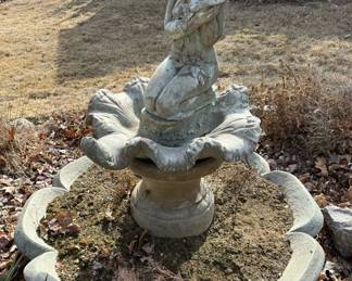 Large Concrete Kneeling Woman with Flower Concrete Water Fountain