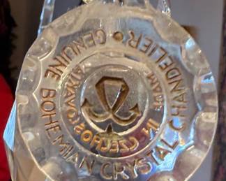 Signed Genuine Czechoslovakia Bohemian 12 Light Cut Crystal Chandelier