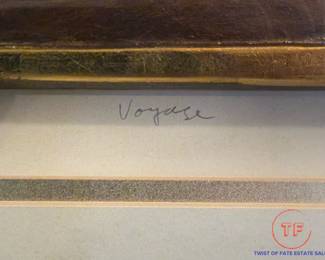 Mid-Century Harris G. Strong (1920-2006) "Voyage" Framed Gold Tone Sculptural Samarian Mixed Media Tile Plaque