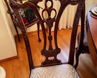 RWAY Antique Dining Room Table with Chippendale Claw and Ball Feet Chairs
