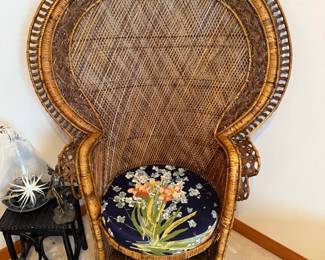 Vintage Wicker Rattan Peacock Chair