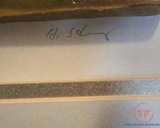 Mid-Century Harris G. Strong (1920-2006) "Voyage" Framed Gold Tone Sculptural Samarian Mixed Media Tile Plaque