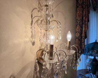 Vintage Cut Crystal Wall Sconce 2 Light Fixture