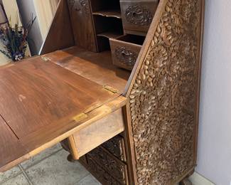 Ornate Wood Carved Desk