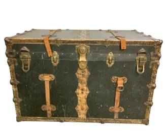 BRDA713 Antique Early 1900s From Duluth Trunk Factory Beautiful ornate trunk is approximately 25" T x  38" W x 22" D. 
