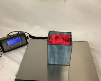 KEKU723 Angel USA 400 Lb Capacity Digital Scale Scale is approximately 16.75" x 13.75", stainless steel platform postage shipping scale.
