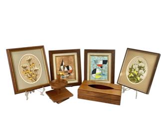 KEKU711 Wooden Living Room Decor Two sets of small paintings
