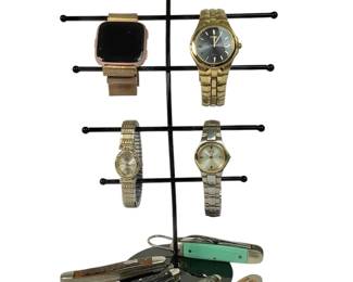 ANDE704 Vintage WatchesKnives Lot 3 vintage watches and a Fitbit (untested)
