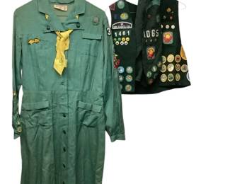 BEBO724 Girl Scout Dress, Vest, And Cups These are Seattle items. Both dress and vest include lists of badges. 
