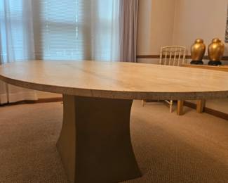 2 Piece Travertine Table - 6'9"x4'x2'9"; At another location only serious purchasers and with a separate appointment. 