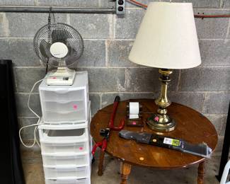 Storage containers and tables