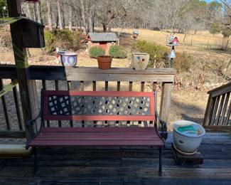 Outdoor bench and items